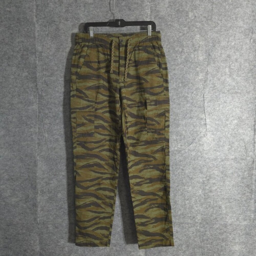 Eddie Bauer Mens Camo Cargo Pants Drawstring Medium Tiger Stripe Casual Sports